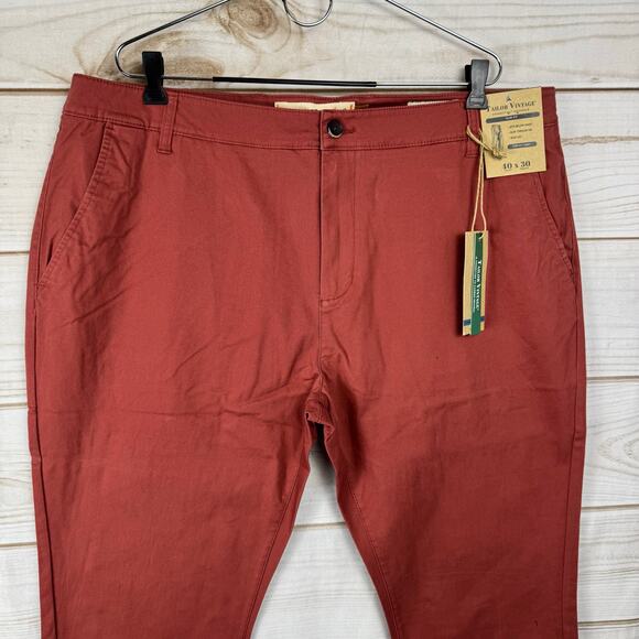 Tailor Vintage Canyon Red Stretch Slim Fit Chino Pants Size 40x30 - Picture 2 of 11